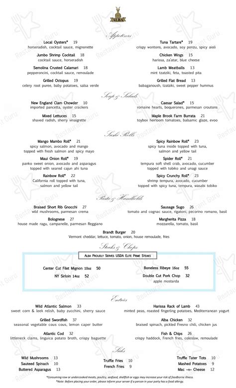 alba on 53 reviews|alba dinner menu.